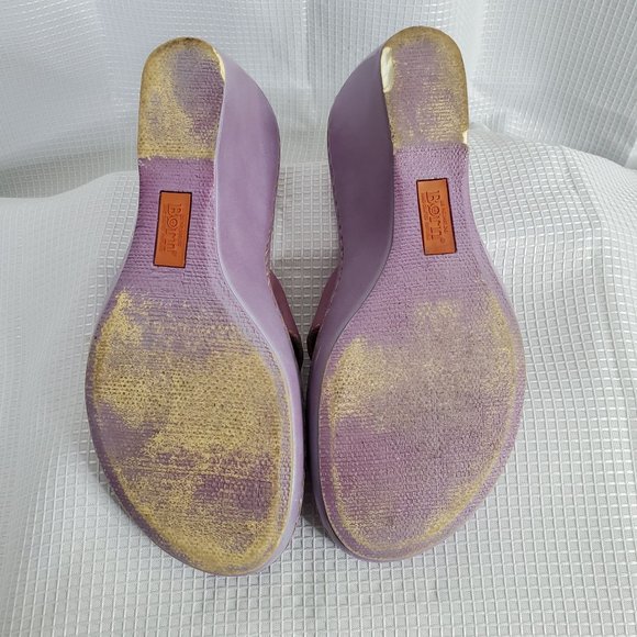Born Handcrafted Footwear Size 8/39 Leather Wedge Sandals Heels Straps Purple - Picture 11 of 16